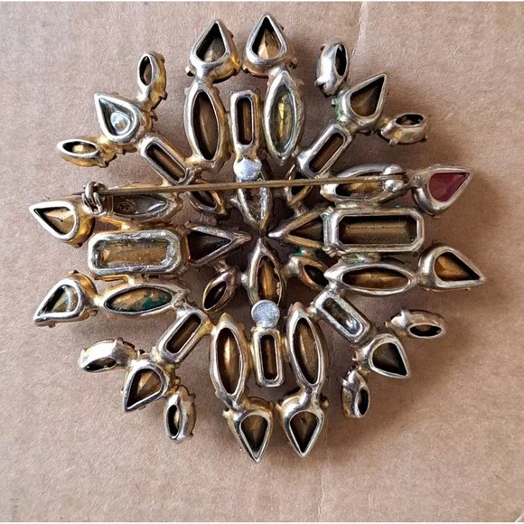 Vintage Fruit Salad Starburst Brooch Pin Prong Set 3" - Picture 4 of 7